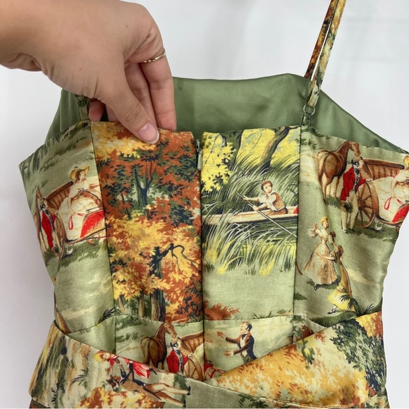 Alice McCall Voodoo Green Belted Printed Brocade Strappy Ruffle Mini Dress 2 - Picture 8 of 13